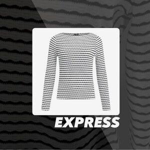 NWOT Express Jacquard Striped Boat Neck Tee